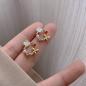 Preview: 360Home Silber pin Perle luftige Vintage Ohrringe E2183 gold